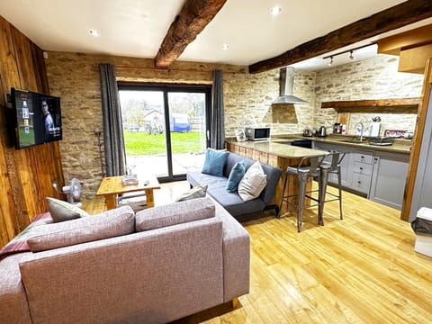 Coffee/tea facilities, Kitchen or kitchenette, Living room, Seating area, Dining area, minibar, stove