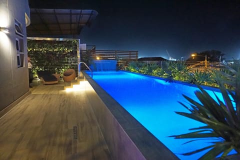 Night, Pool view, Swimming pool