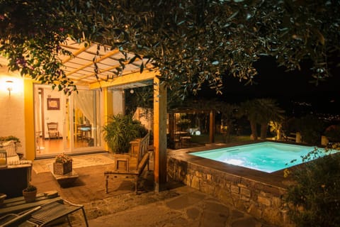 Patio, Night, Natural landscape, Garden, Garden view, Pool view, Swimming pool, sunbed