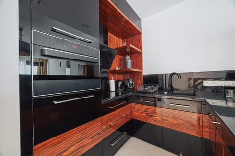 Kitchen or kitchenette, stove