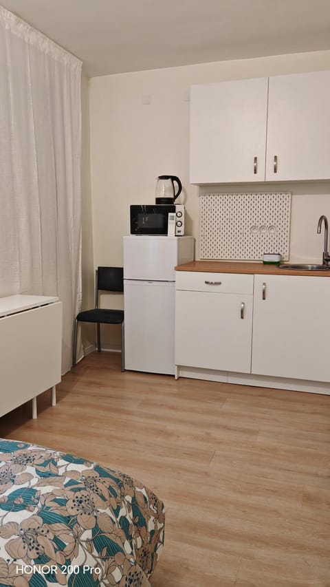 Kitchen or kitchenette, microwave