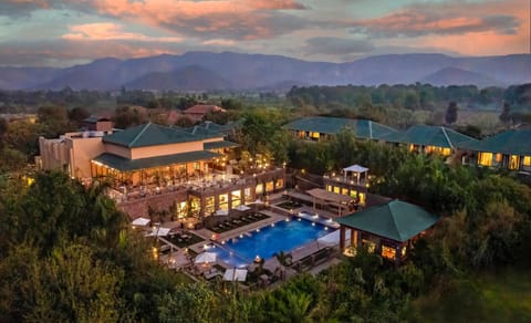 Property building, Natural landscape, Bird's eye view, Swimming pool