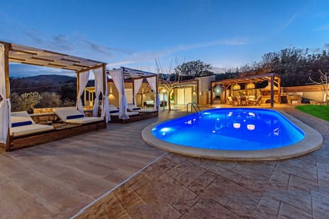 Property building, Patio, Day, Night, Natural landscape, Pool view, Swimming pool, sunbed