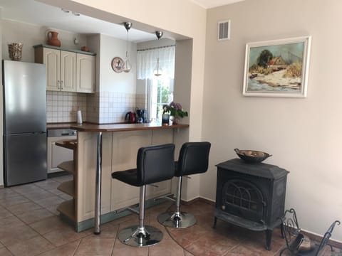 Kitchen or kitchenette, Living room, fireplace