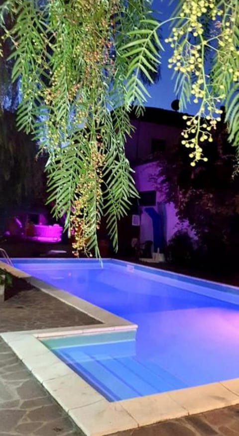 Property building, Night, Swimming pool