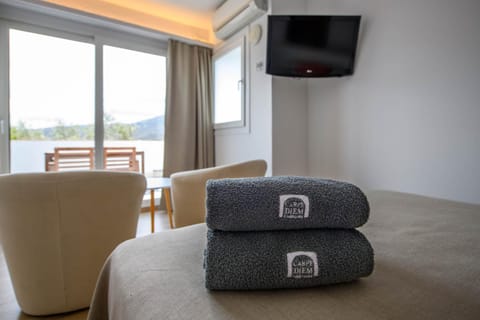Bed, TV and multimedia, towels