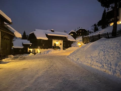 Property building, Night, Winter