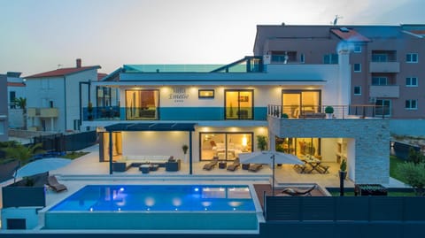 Property building, Pool view, Sunset