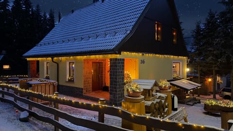 Property building, Night, Winter