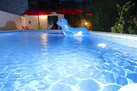 Night, Pool view, Swimming pool