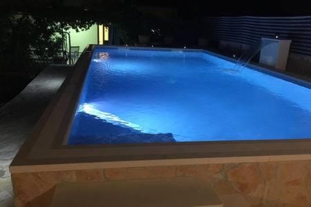 Night, Pool view, Swimming pool