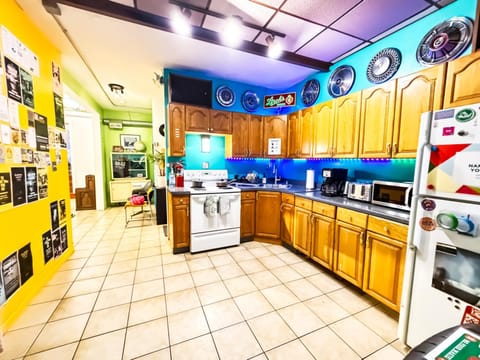 Kitchen or kitchenette, oven, stove, toaster