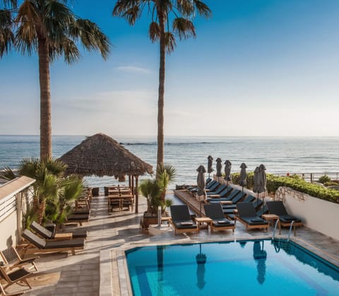 Patio, Day, Natural landscape, Beach, Pool view, Sea view, Swimming pool, sunbed