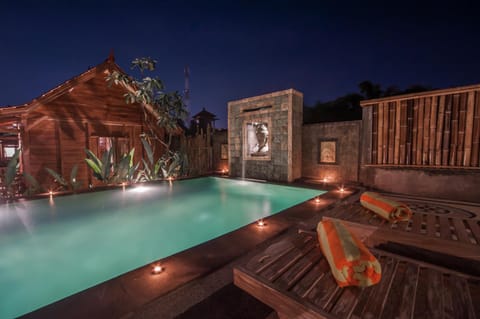 Night, Garden, On site, Garden view, Pool view, Swimming pool