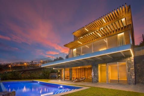 Property building, Facade/entrance, Swimming pool, Sunset