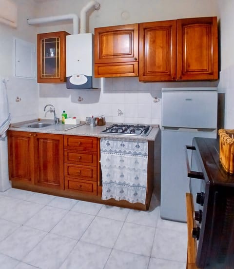 Kitchen or kitchenette, stove