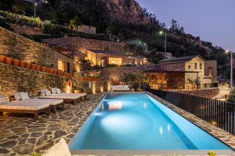 Property building, Night, Swimming pool