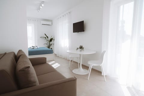 Bed, TV and multimedia, Living room, Photo of the whole room, Seating area, Dining area, Bedroom, air conditioner
