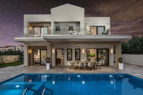 Property building, Night, Swimming pool