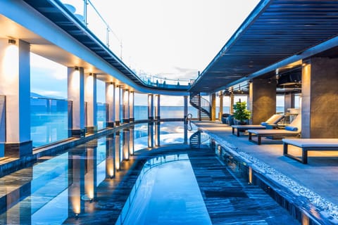 Living room, Seating area, Pool view, Swimming pool, sunbed