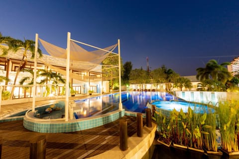 Night, Pool view, Swimming pool