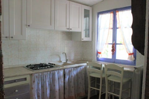 Kitchen or kitchenette, stove