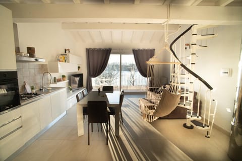 Kitchen or kitchenette, Living room, Dining area, Garden view, Lake view