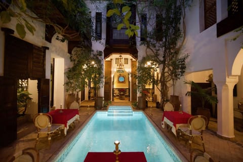 Night, Pool view, Swimming pool