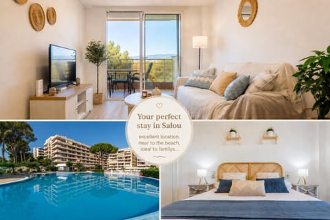 Property building, Communal lounge/ TV room, Bed, TV and multimedia, Photo of the whole room, Bedroom, Pool view, Swimming pool