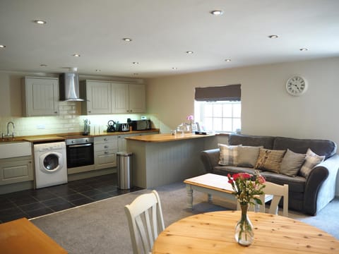 Kitchen or kitchenette, Living room, Seating area, Dining area