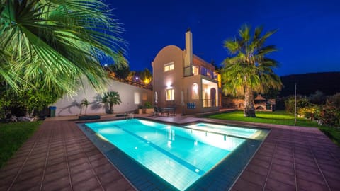 Night, Garden, Swimming pool