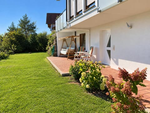 Property building, Patio, Spring, Day, Garden, View (from property/room), Balcony/Terrace, Garden view