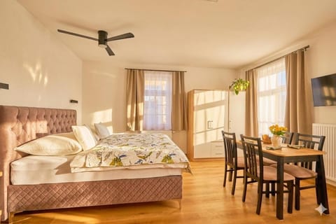 Bed, TV and multimedia, Living room, Photo of the whole room, Seating area, Dining area, Bedroom