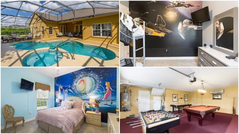 Property building, Bed, Billiard, Game Room, Bedroom, Swimming pool, bunk bed