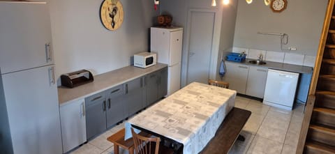 Kitchen or kitchenette, dishwasher, oven, stove