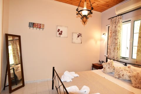 Bed, Bedroom, Inner courtyard view