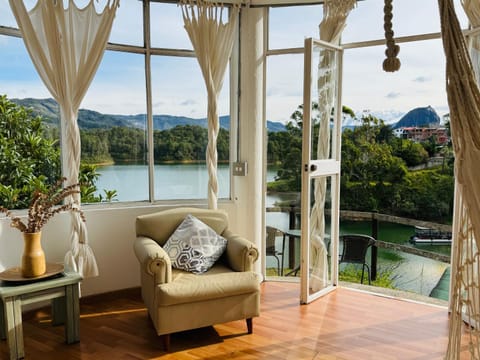 Spring, Day, Natural landscape, View (from property/room), Balcony/Terrace, Living room, Lake view