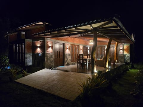 Property building, Patio, Night, Garden, Garden view