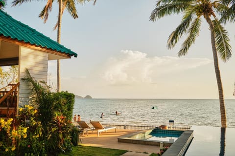 Property building, Beach, Beach, Sea view, Swimming pool, Sunset