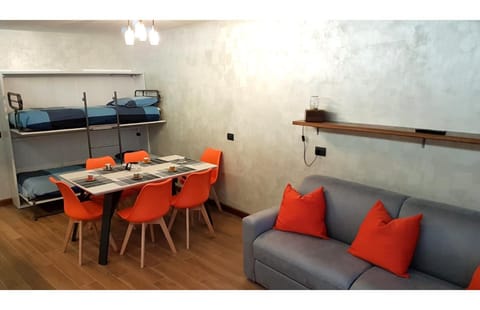 Bed, Living room, Dining area