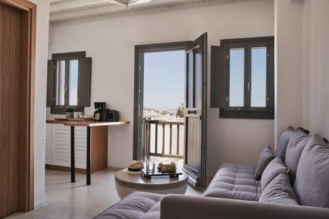 View (from property/room), Balcony/Terrace, Kitchen or kitchenette, Living room, Seating area