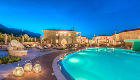 Night, Natural landscape, Mountain view, Pool view, Swimming pool, sunbed