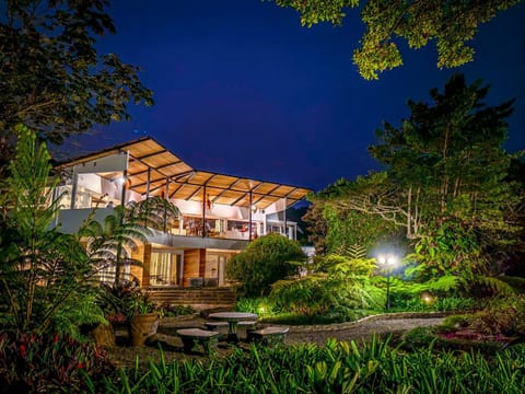 Property building, Patio, Night, Garden, Garden view