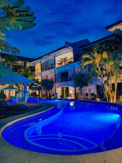 Night, Pool view, Swimming pool