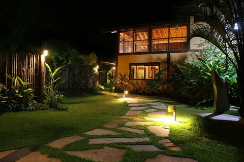 Property building, Night, Garden, Garden view