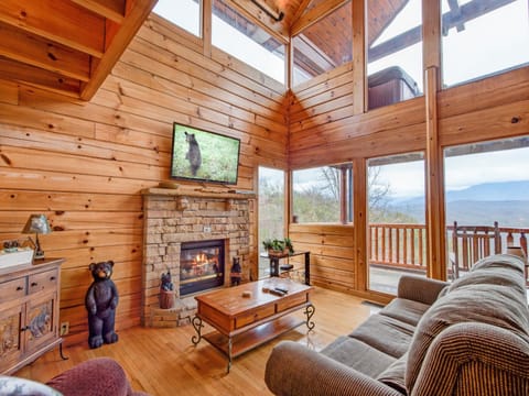 TV and multimedia, Living room, Mountain view, fireplace, furniture