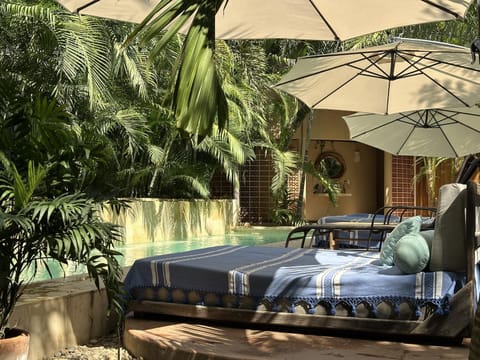 Natural landscape, Garden, Pool view, Swimming pool, sunbed