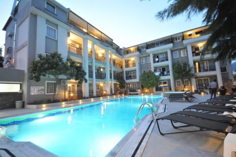 Property building, Swimming pool, Sunset