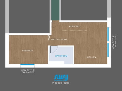 Bedroom, bunk bed, kitchen