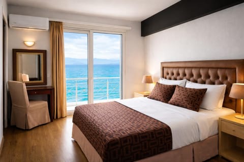 Bed, Bedroom, Sea view